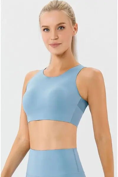 Round Neck Wide Strap Active Bra - Trendsi - Flyclothing LLC