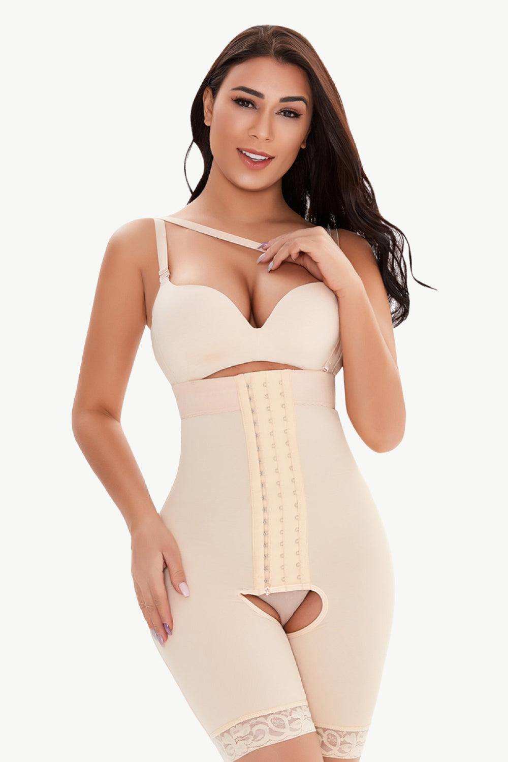Full Size Hook-and-Eye Lace Trim Shaping Bodysuit - Trendsi - Flyclothing LLC