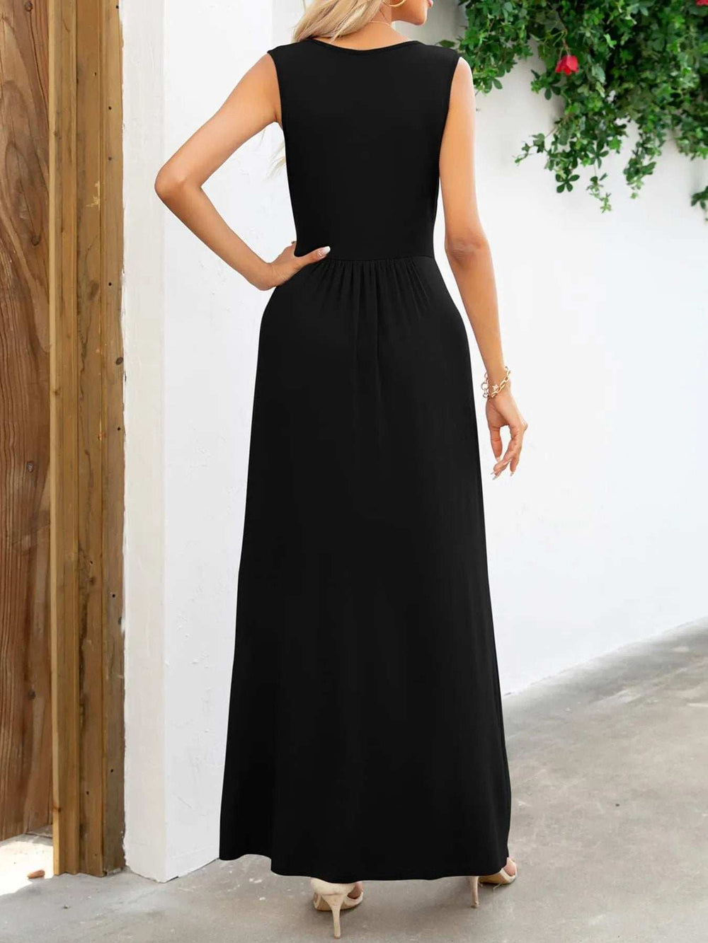 Surplice Neck Sleeveless Maxi Dress - Trendsi - Flyclothing LLC