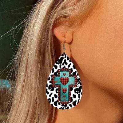 PU Leather Iron Hook Teardrop Earrings - Trendsi - Flyclothing LLC