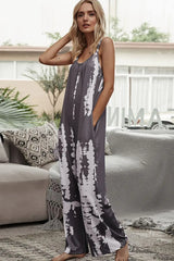 Tie-Dye Spaghetti Strap Jumpsuit with Pockets - Trendsi - Flyclothing LLC