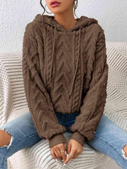 Drawstring Long Sleeve Hoodie - Trendsi