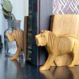 Carved Wood Lion Book Ends, Set of 2 - Jedando - Flyclothing LLC