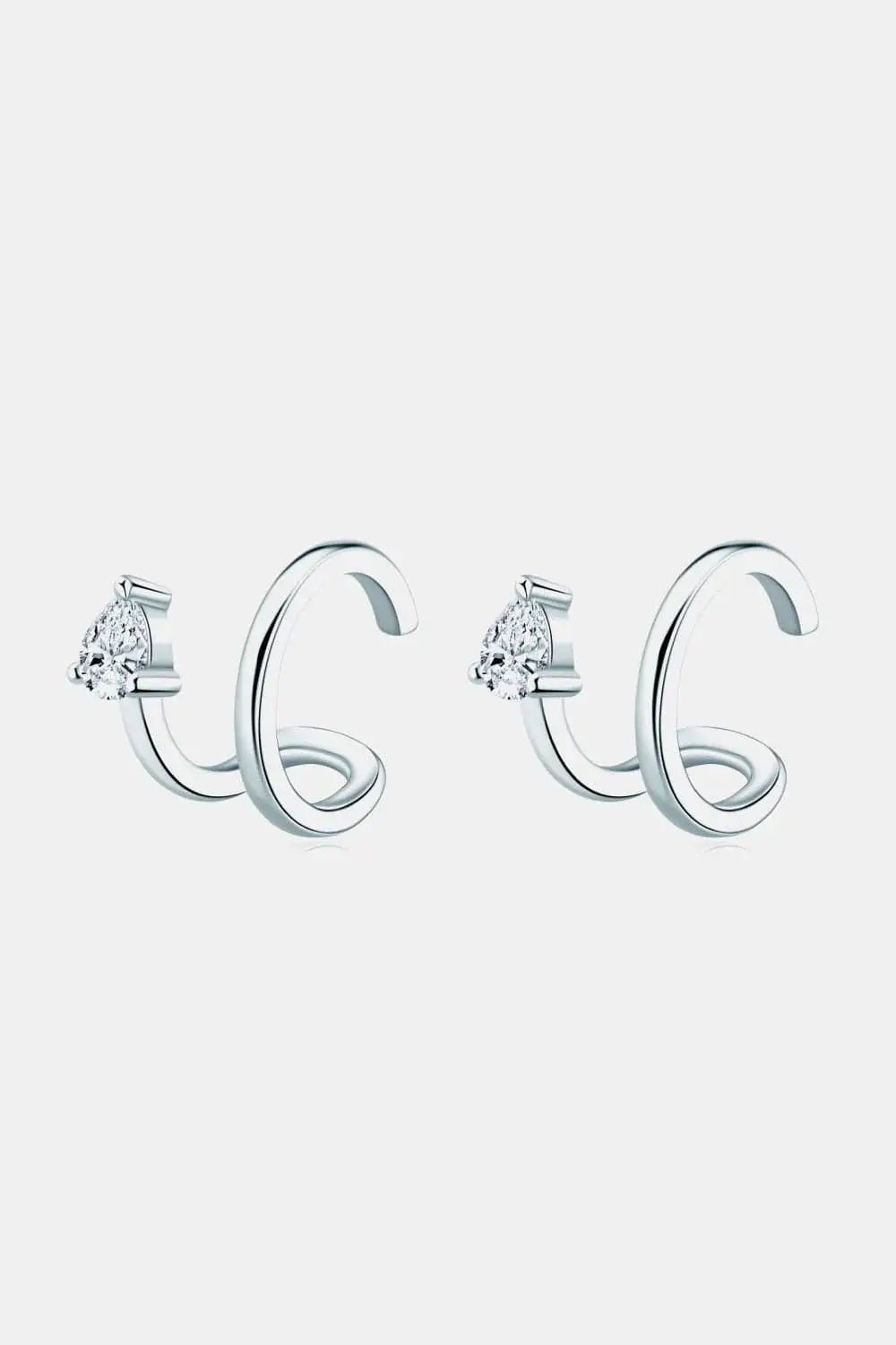 Moissanite 925 Sterling Silver Cuff Earrings - Trendsi - Flyclothing LLC