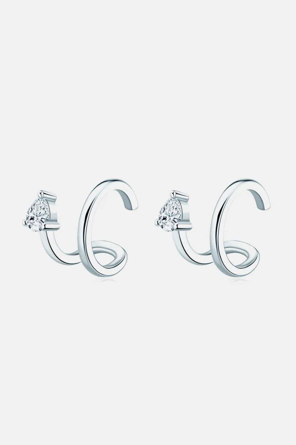 Moissanite 925 Sterling Silver Cuff Earrings - Trendsi - Flyclothing LLC