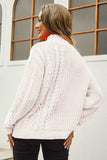 Cable-Knit Turtle Neck Long Sleeve Sweater - Trendsi - Flyclothing LLC