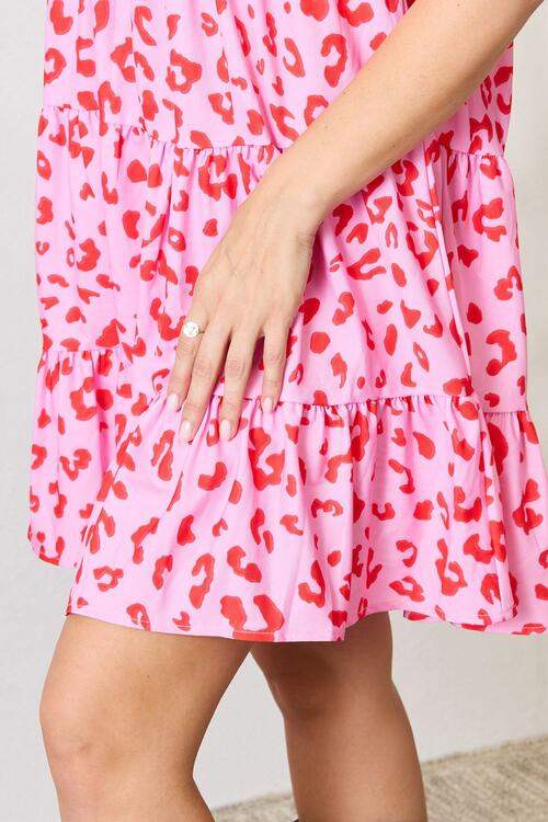 Double Take Short Flounce Sleeve Tiered Dress - Trendsi - Flyclothing LLC