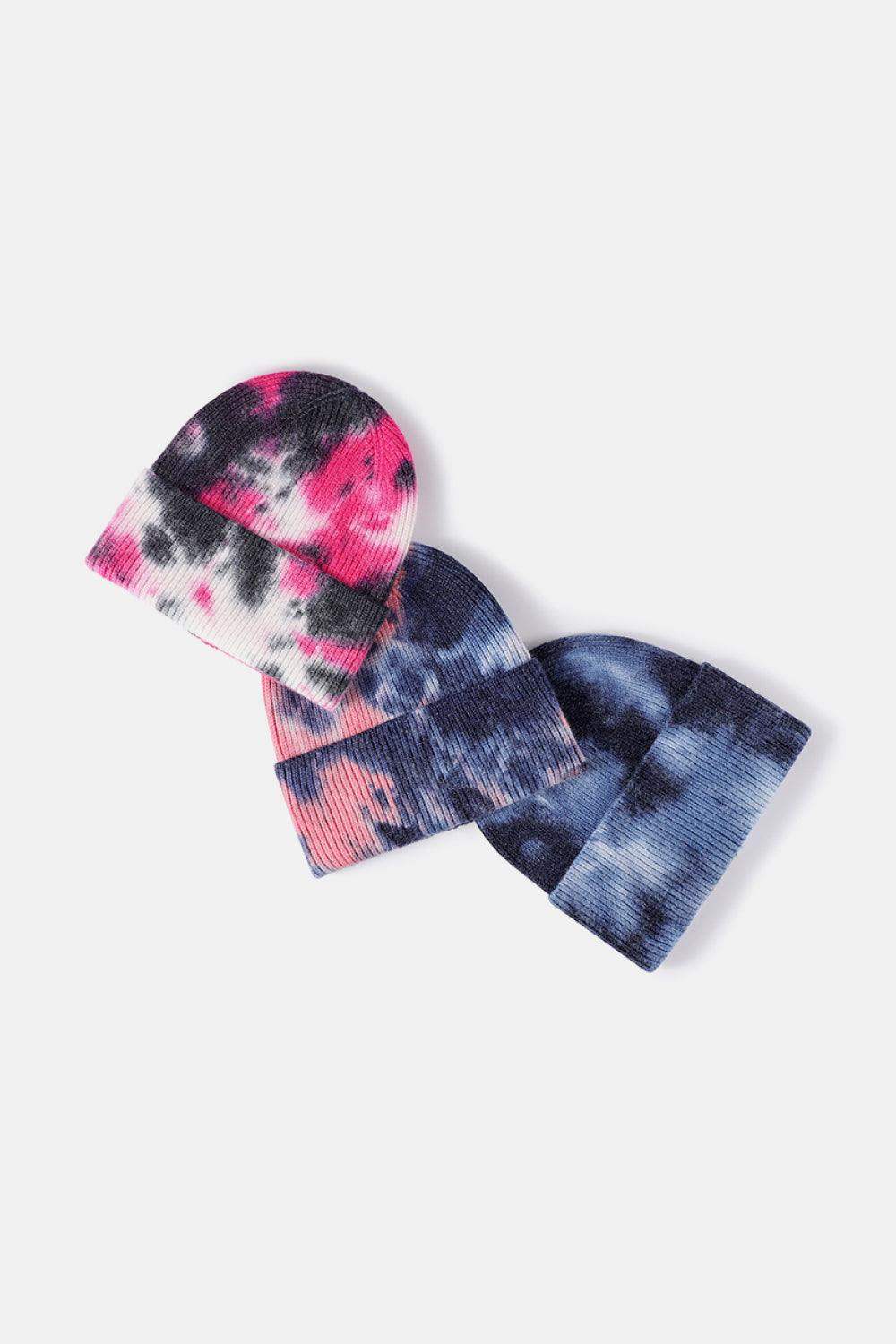 Tie-Dye Cuffed Rib-Knit Beanie Hat - Trendsi - Flyclothing LLC