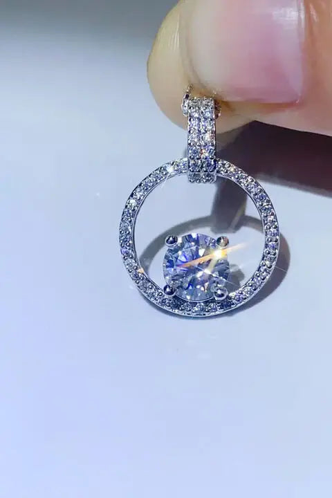 1 Carat Moissanite 925 Sterling Silver Necklace - Trendsi - Flyclothing LLC
