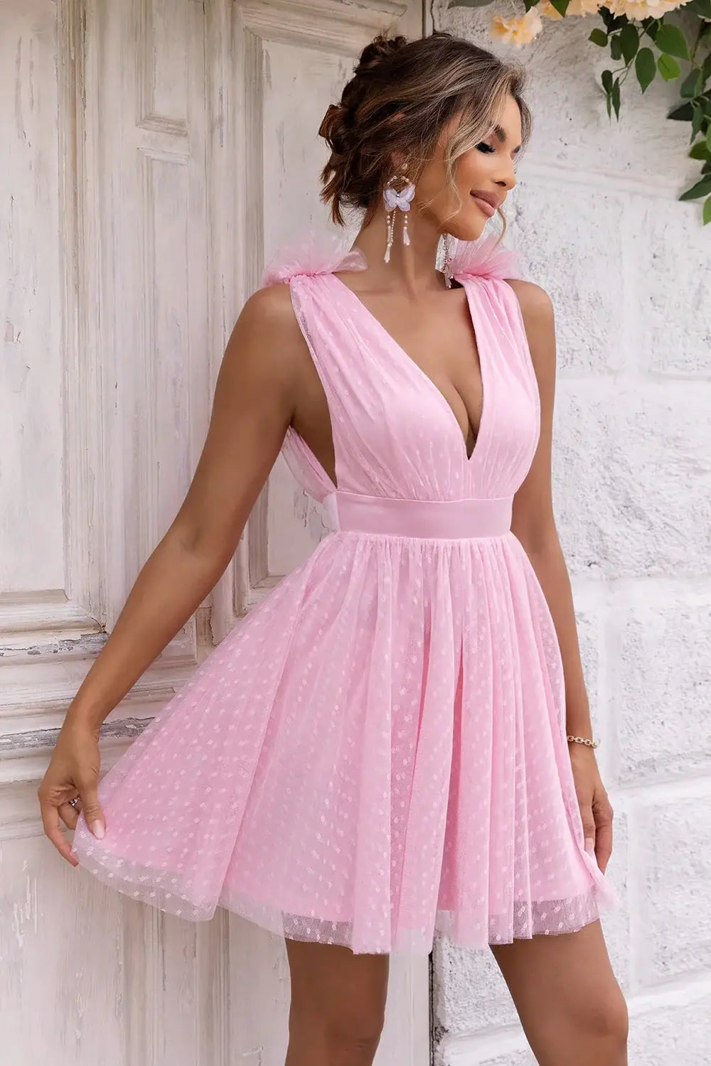 Open Back Sleeveless Mesh Dress - Trendsi - Flyclothing LLC