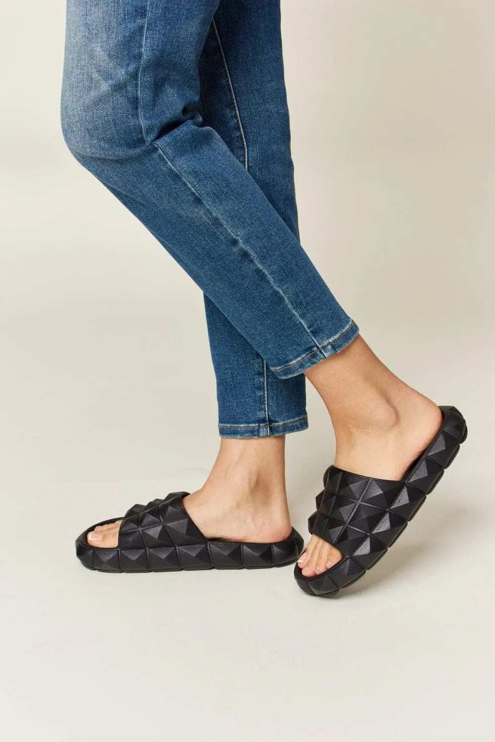 WILD DIVA Pyramid Stud Toe Band Footbed Sandals - Trendsi - Flyclothing LLC