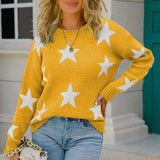 Star Pattern Round Neck Sweater - Trendsi - Flyclothing LLC
