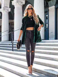 Button Up Long Sleeve Blazer with Pocket - Trendsi - Flyclothing LLC
