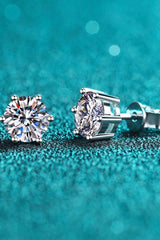 925 Sterling Silver 6-Prong 2 Carat Moissanite Stud Earrings - Trendsi - Flyclothing LLC