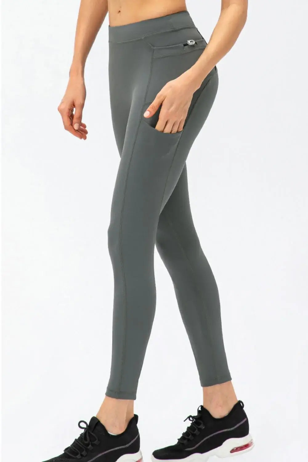 Full Size Slim Fit High Waist Long Sports Pants with Pockets - Trendsi - Flyclothing LLC