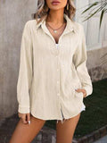 Button Up Dropped Shoulder Shirt - Trendsi - Flyclothing LLC