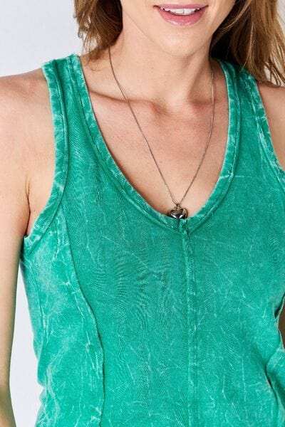 Zenana Washed Racerback V-Neck Tank - Trendsi - Flyclothing LLC