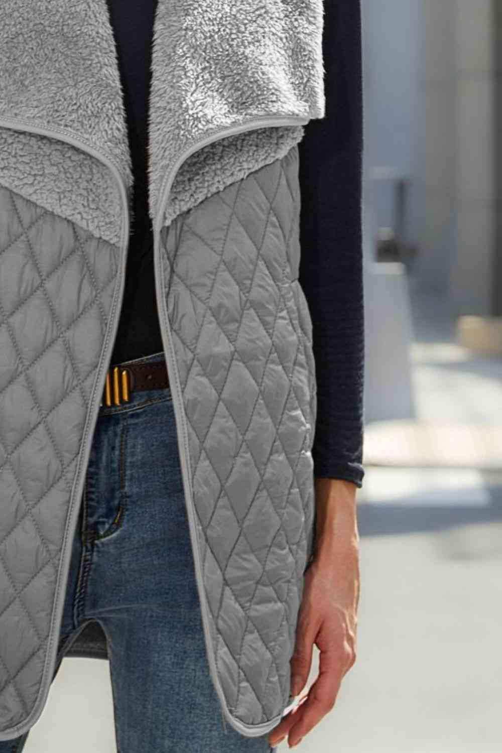 Open Front Collared Vest - Trendsi - Flyclothing LLC