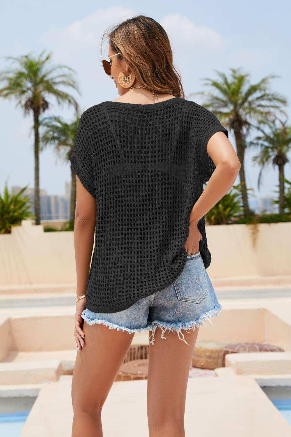 Round Neck Openwork Cover Up - Trendsi - Flyclothing LLC