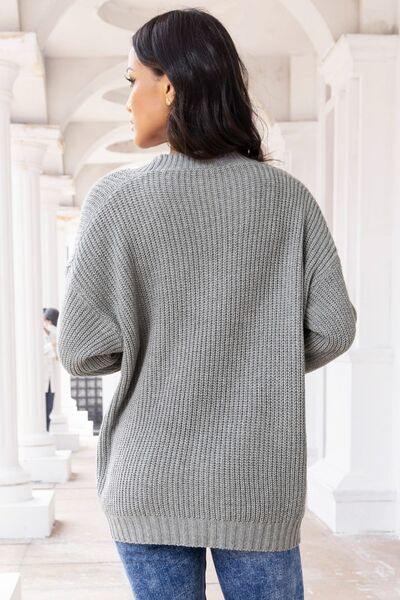 Button Up Long Sleeve Cardigan with Pockets - Trendsi