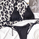 Textured Halter Neck Tie Side Bikini Set - Trendsi - Flyclothing LLC