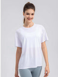 Round Neck Short Sleeve Active Top - Trendsi - Flyclothing LLC