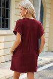 Round Neck Rolled Short Sleeve Tee Dress - Trendsi - Flyclothing LLC