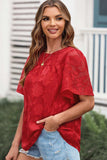 Round Neck Puff Sleeve Blouse - Trendsi - Flyclothing LLC