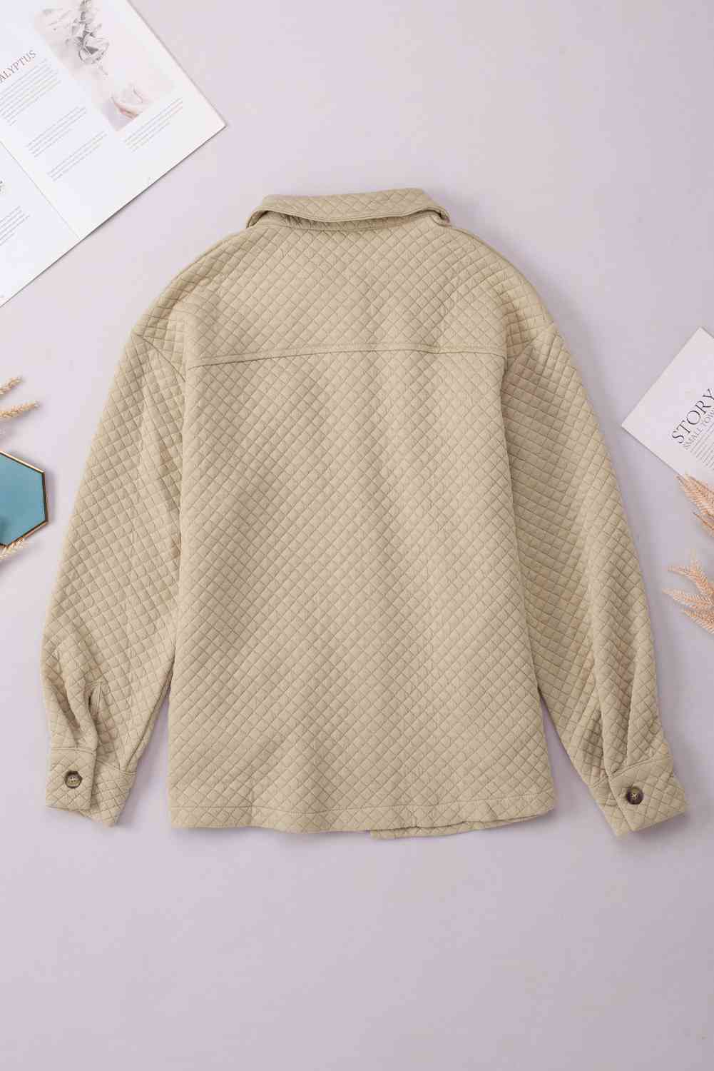 Button Down Collared Jacket - Trendsi - Flyclothing LLC