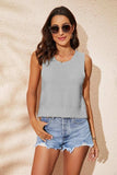 Buttoned Cutout Ribbed Trim Knit Tank - Trendsi - Flyclothing LLC