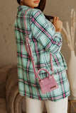 Plaid Open Front Blazer - Trendsi - Flyclothing LLC