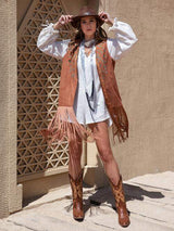 Fringe Hem Open Front Vest - Trendsi - Flyclothing LLC