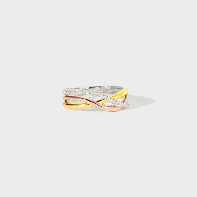 Crisscross Gold-Plated 925 Sterling Silver Ring - Trendsi