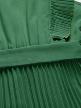 Tied Surplice Cap Sleeve Pleated Dress - Trendsi - Flyclothing LLC