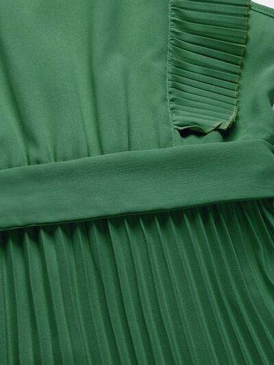 Tied Surplice Cap Sleeve Pleated Dress - Trendsi - Flyclothing LLC