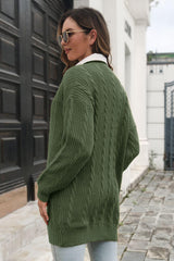 Open Front Longline Cardigan with Pockets - Trendsi