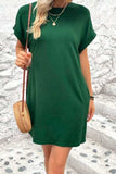 Pocketed Round Neck Short Sleeve Dress - Trendsi - Flyclothing LLC