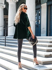 Button Up Long Sleeve Blazer with Pocket - Trendsi