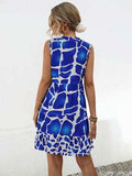 Printed Notched Sleeveless Tiered Dress - Trendsi - Flyclothing LLC
