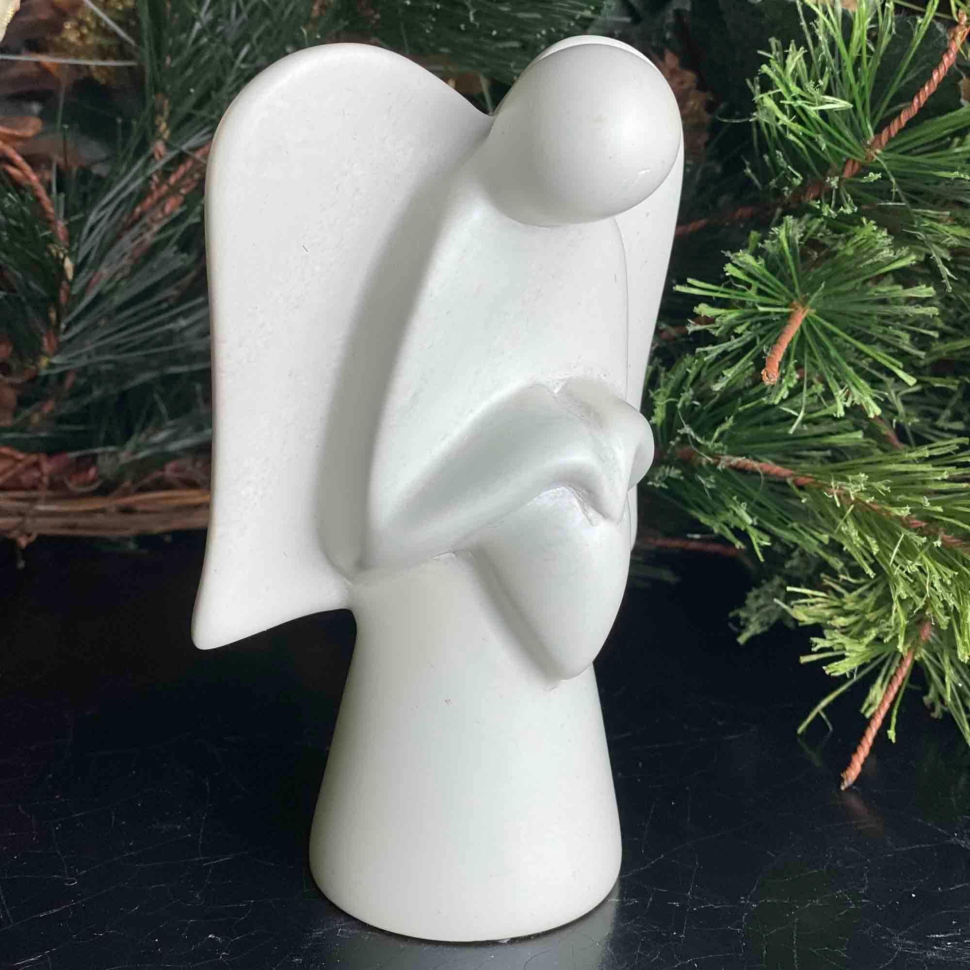 Angel Soapstone Sculpture Holding Heart - SMOLArt