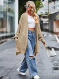 Long Sleeve Waffle-Knit Cardigan - Trendsi - Flyclothing LLC