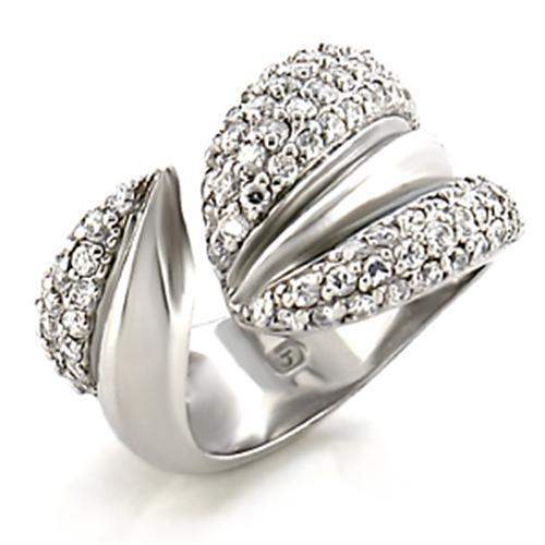 Alamode Rhodium Brass Ring with AAA Grade CZ in Clear - Alamode - Flyclothing LLC
