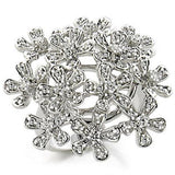 Alamode Rhodium Brass Ring with AAA Grade CZ in Clear - Alamode