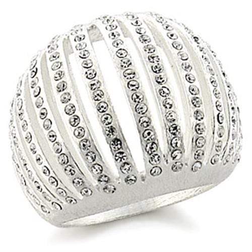 Alamode Silver Brass Ring with Top Grade Crystal in Clear - Alamode - Flyclothing LLC