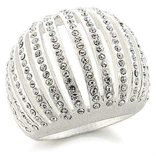 Alamode Silver Brass Ring with Top Grade Crystal in Clear - Alamode - Flyclothing LLC
