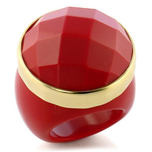 Alamode Gold Brass Ring with Synthetic Synthetic Stone in Ruby - Alamode