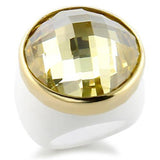 Alamode Gold Brass Ring with AAA Grade CZ in Citrine Yellow - Alamode