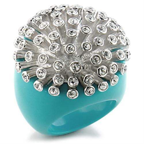 Alamode Rhodium Brass Ring with Top Grade Crystal in Clear - Alamode - Flyclothing LLC