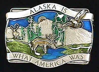 Alaska Is What America Enameled Belt Buckle - Siskiyou Buckle