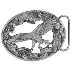 Eagle with Feathers Antiqued Belt Buckle - Flyclothing LLC